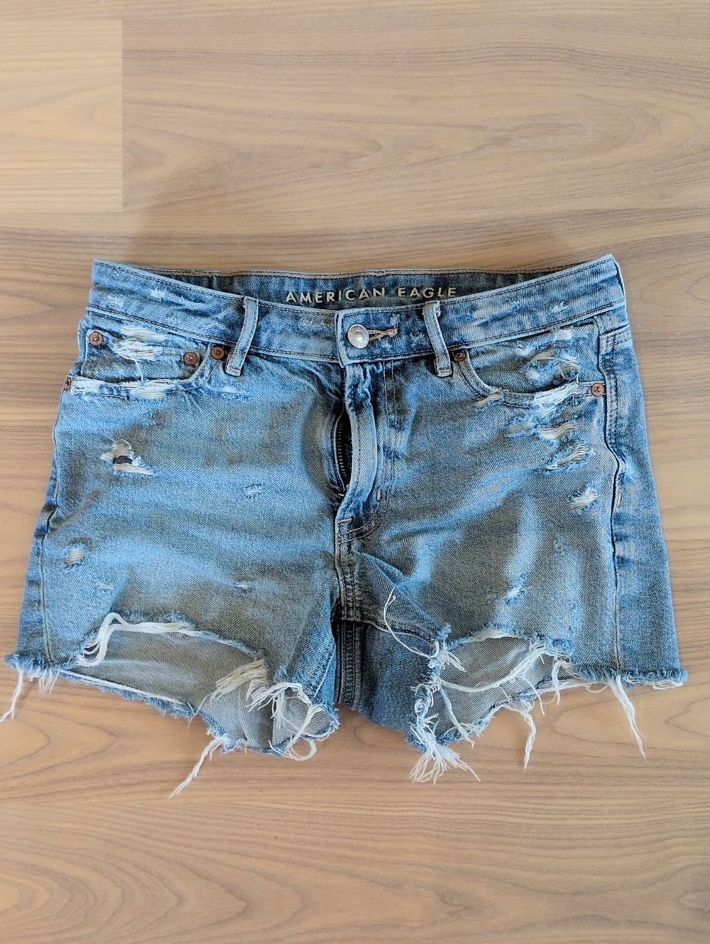 American Eagle Outfitters Distressed Light Blue Denim Cutoff Shorts